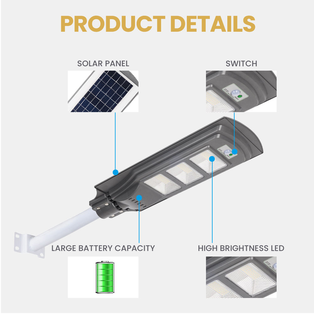 Radar Sensors Waterproof Ip65 30W 60W 90W 120W Outdoor All In One Solar Led Street Light (8)